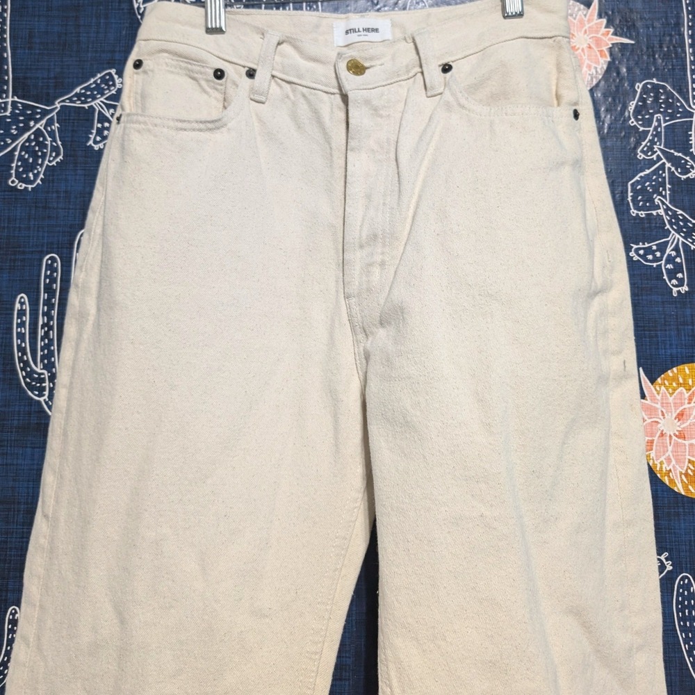 Still Here Cotton Childhood High-Rise Straight-Leg Jeans Cream Ecru 29 - Picture 4 of 13